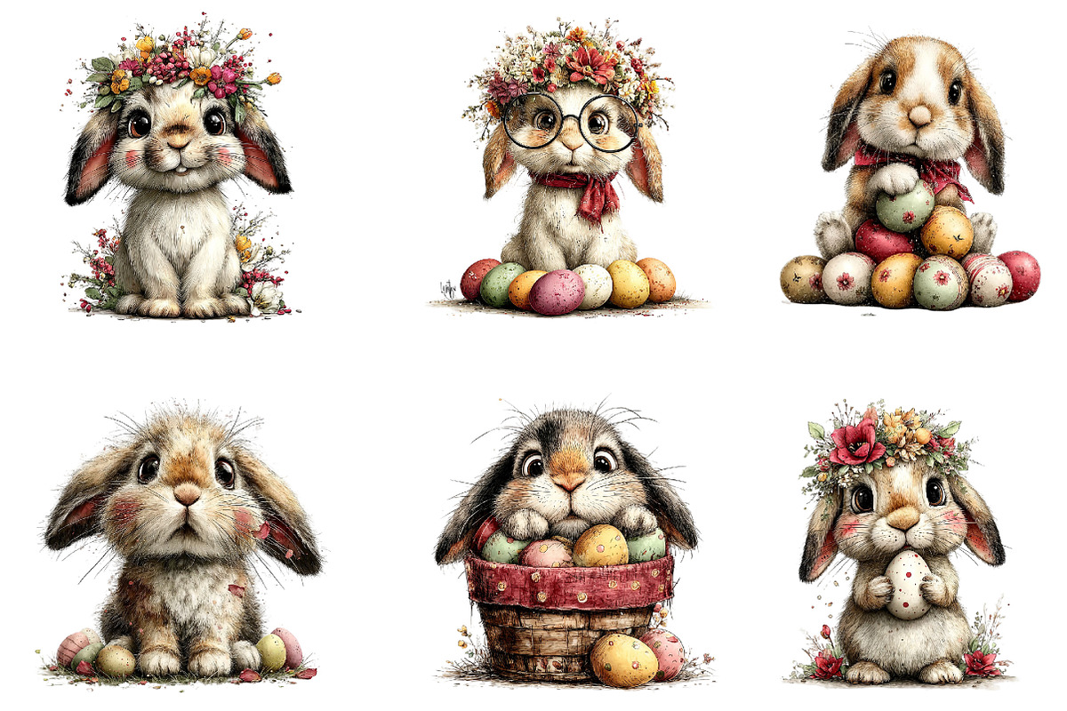 Whimsical Easter Bunny Clipart, an Illustration by Dream Creation (Photo 2 of 7)