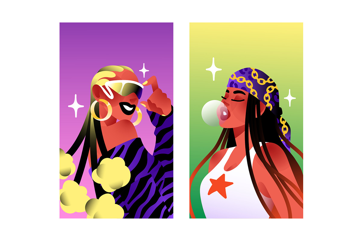 Fashion girls portraits set + banner, a Person Illustration by PaperTrident (Photo 7 of 10)