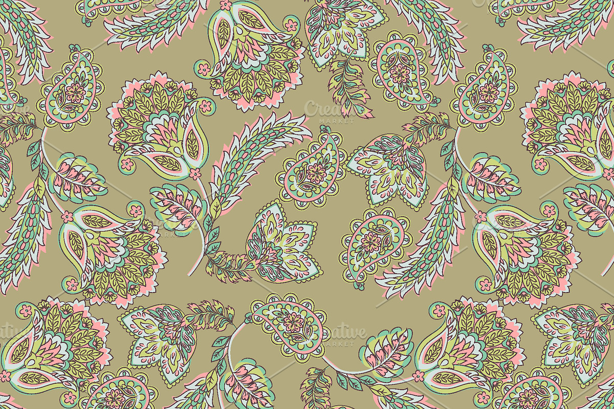 6 Asian Paisley seamless patterns, a Pattern Graphic by antalogiya (Photo 3 of 7)