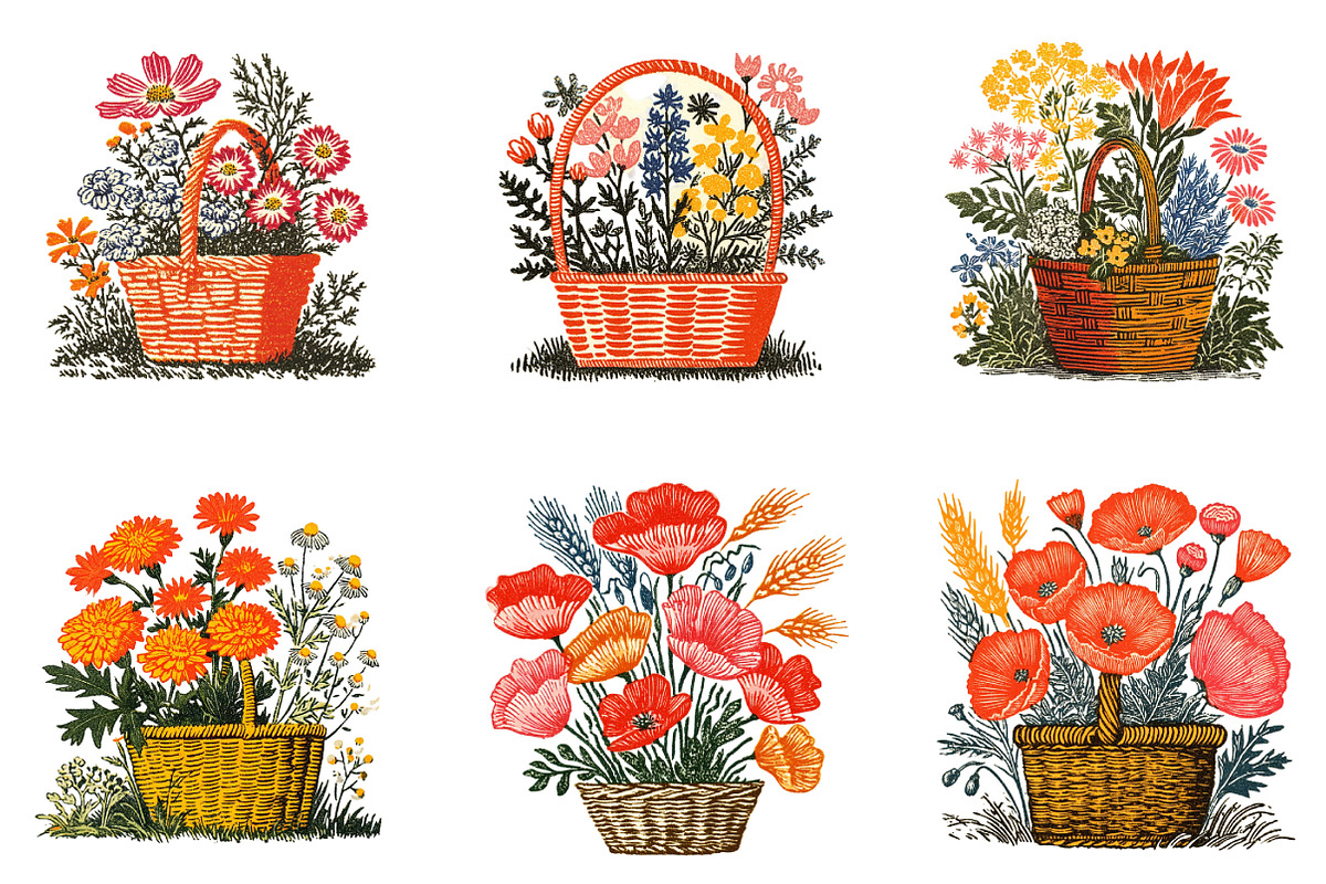 Basket of Wildflowers Clipart Bundle, an Illustration by DreamArtGraphic (Photo 2 of 5)