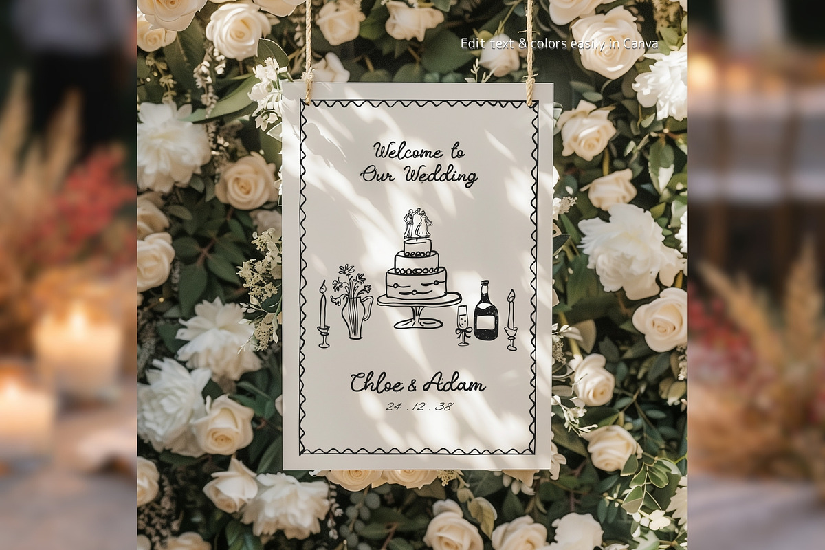 Wedding Welcome Sign Canva bd003, a Poster Template by TyphoonStudio (Photo 3 of 9)