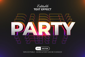 Party Text Effect Colorful Light