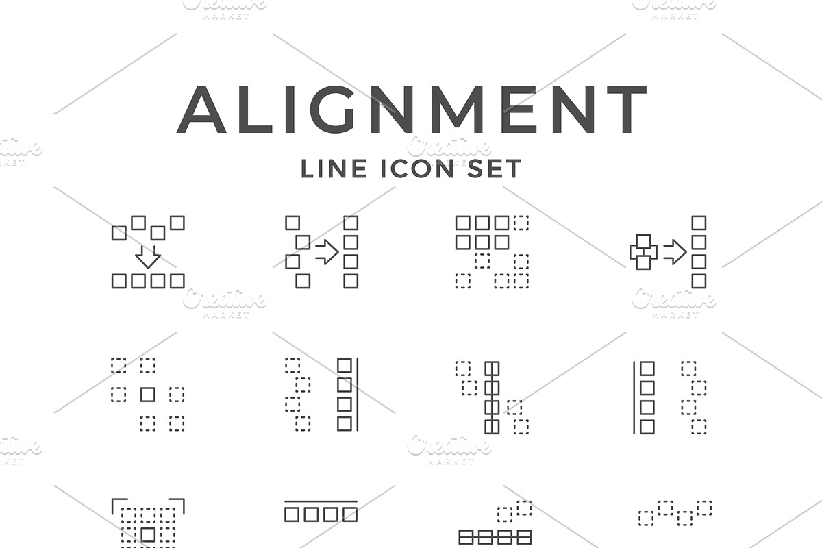 Set Line Icons of Alignment, an Outline Icon by motorama (Photo 1 of 2)