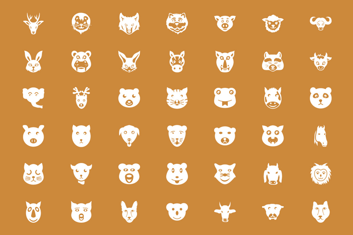 50+ Animal Faces Vector Icons preview 2