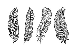 Hand drawn feather