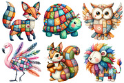 Cute Patchwork Animal Clipart, an Illustration by Pixels.Craft (Thumbnail 3 of 7)