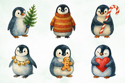 Watercolor Cute Christmas Penguins, an Illustration by Creative Art (Thumbnail 6 of 10)