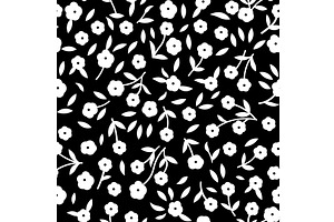 Pattern of white flowers on a black