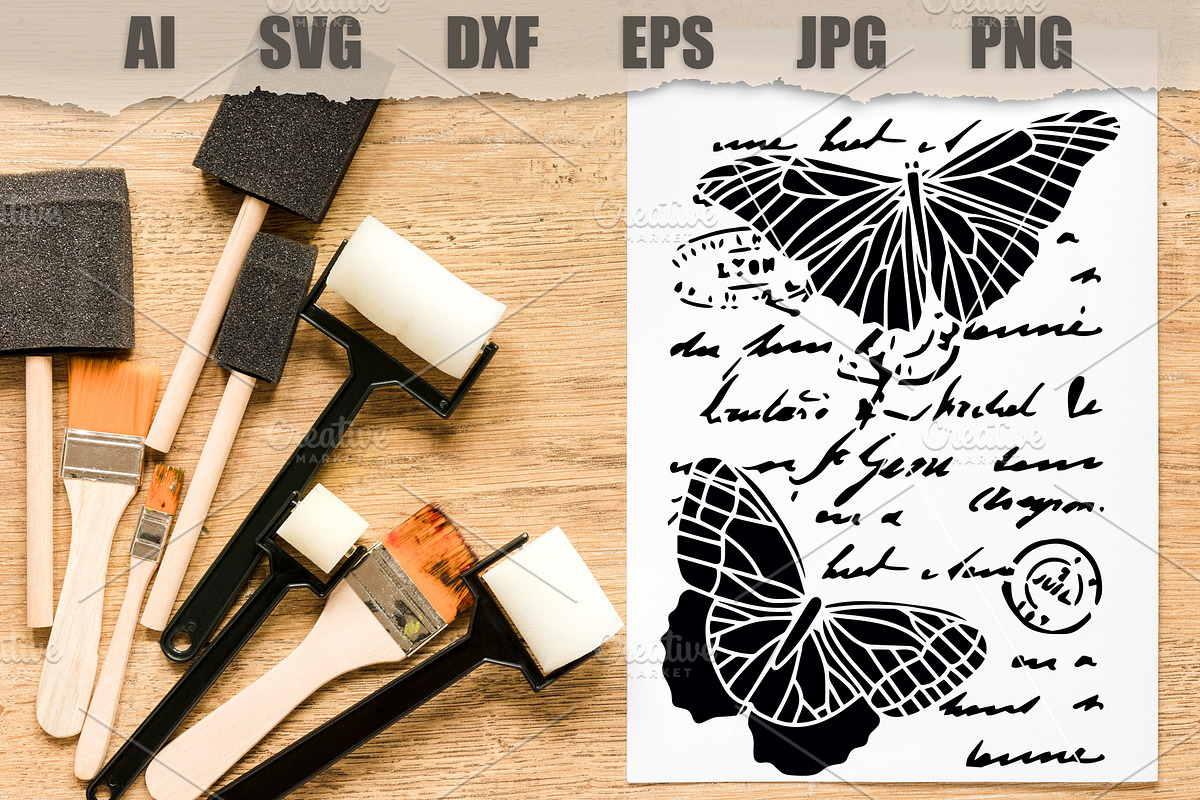 Stencil Butterfly text imitation, an Illustration by MARYCRAFTIRIA (Photo 2 of 3)