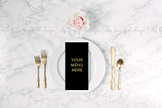 Black & White Menu Placement Image, a Product Mockup by White Turquoise Co. (Thumbnail 1 of 2)