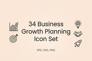 34 Business Growth Planning Icons, an Outline Icon by adenpinkstore