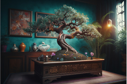 Bonsai art tree. Generate Ai, a Nature Photo by Ylivdesign