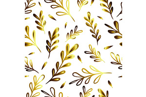 Golden twigs on a white background, a Texture Illustration by Nenahliadava Design