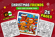 Christmas Friends Fluffy Coloring, a Seasonal Illustration by Coco Bloom (Thumbnail 1 of 4)