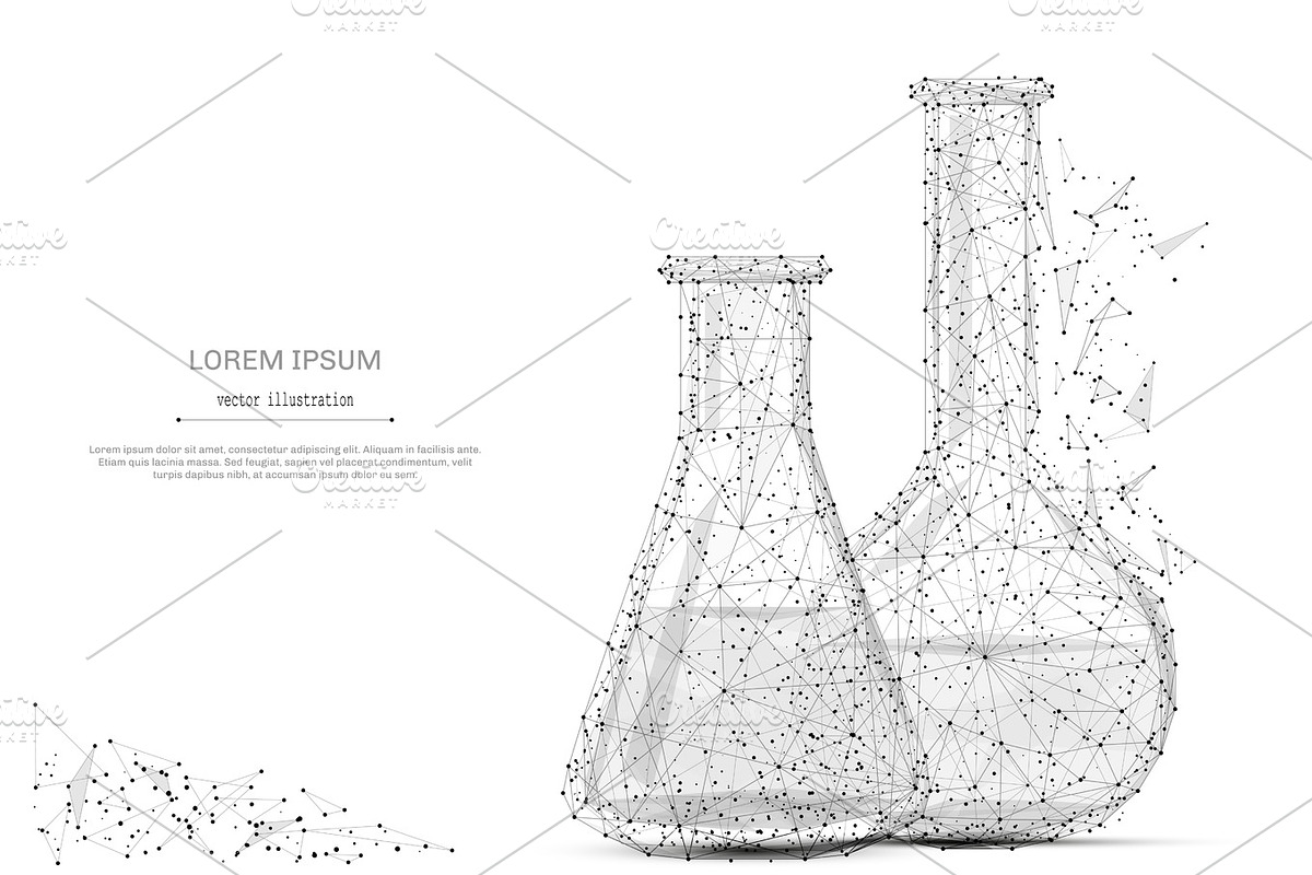 test tubes low poly gray, an Education Illustration by ANTON KHRUPIN ART