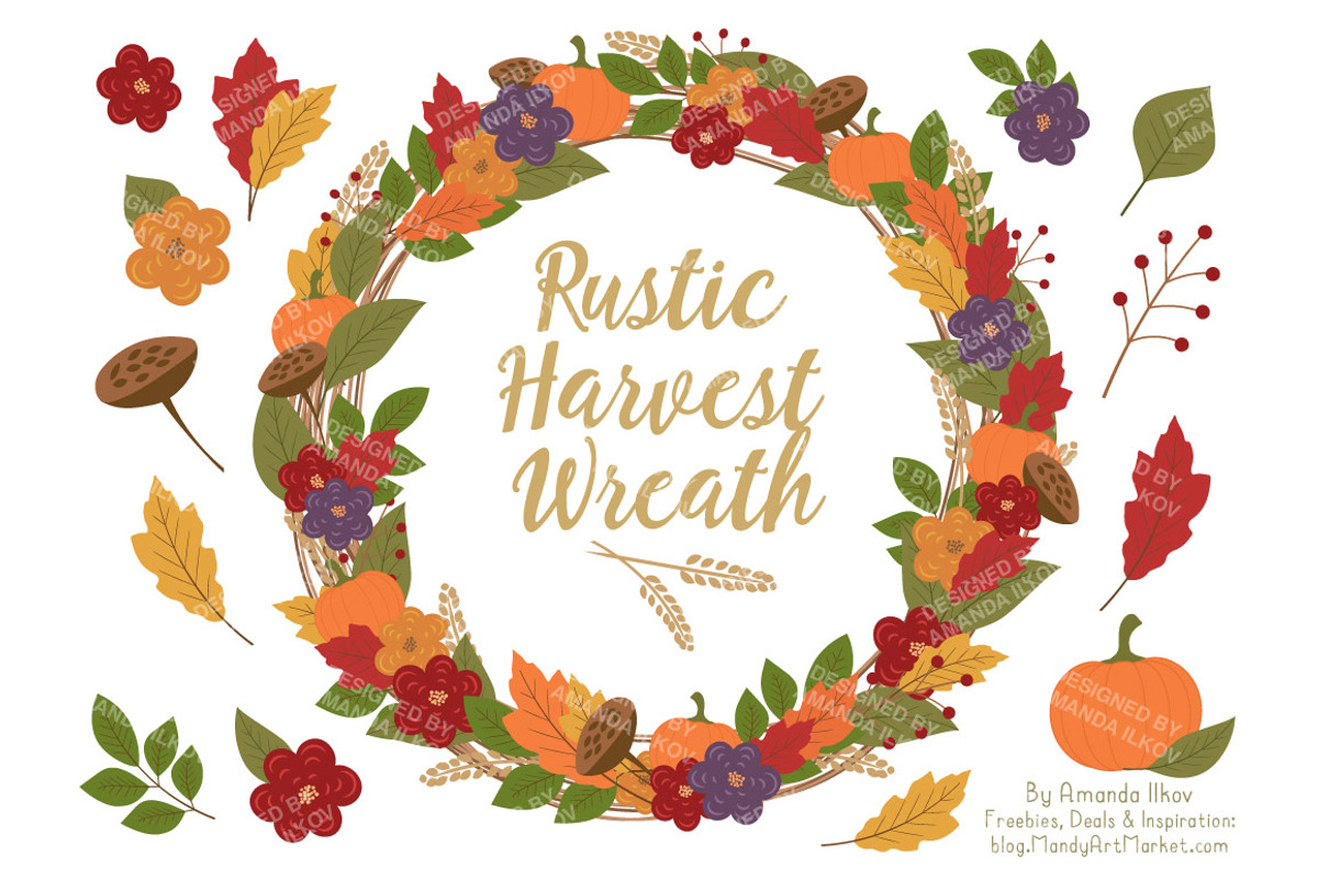 Autumn Harvest Wreath & Extras, an Illustration by Amanda Ilkov (Photo 2 of 4)