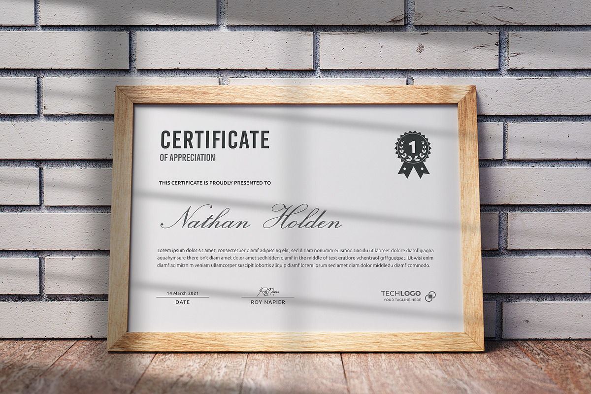 Clean Certificate Word, a Stationery Template by ResumeDevisers (Photo 2 of 6)
