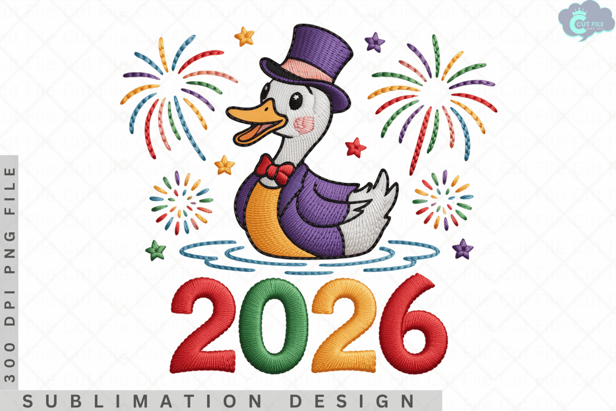 2026 New Year Duck Sublimation PNG, an Object Graphic by Cut File (Photo 2 of 3)