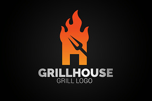 Letter H Fire Grill Logo