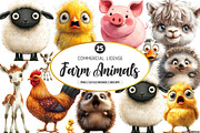 Quirky Farm Animals Clipart Png, a Transportation Illustration by SinaCreation (Thumbnail 1 of 9)