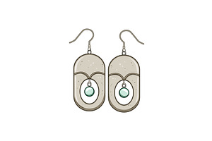 Fashion Boho Earrings Cartoon Vector