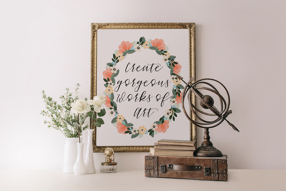 Modern hand drawn floral wreath, an Illustration by Printable Wisdom (Photo 4 of 4)