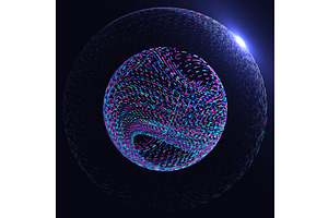 Abstract Sphere with Neon Swirls and, an Illustration by BeOGraphic