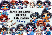 Sarcastic animal Coffee clipart, an Animal Illustration by ElenazlataArt (Thumbnail 1 of 4)
