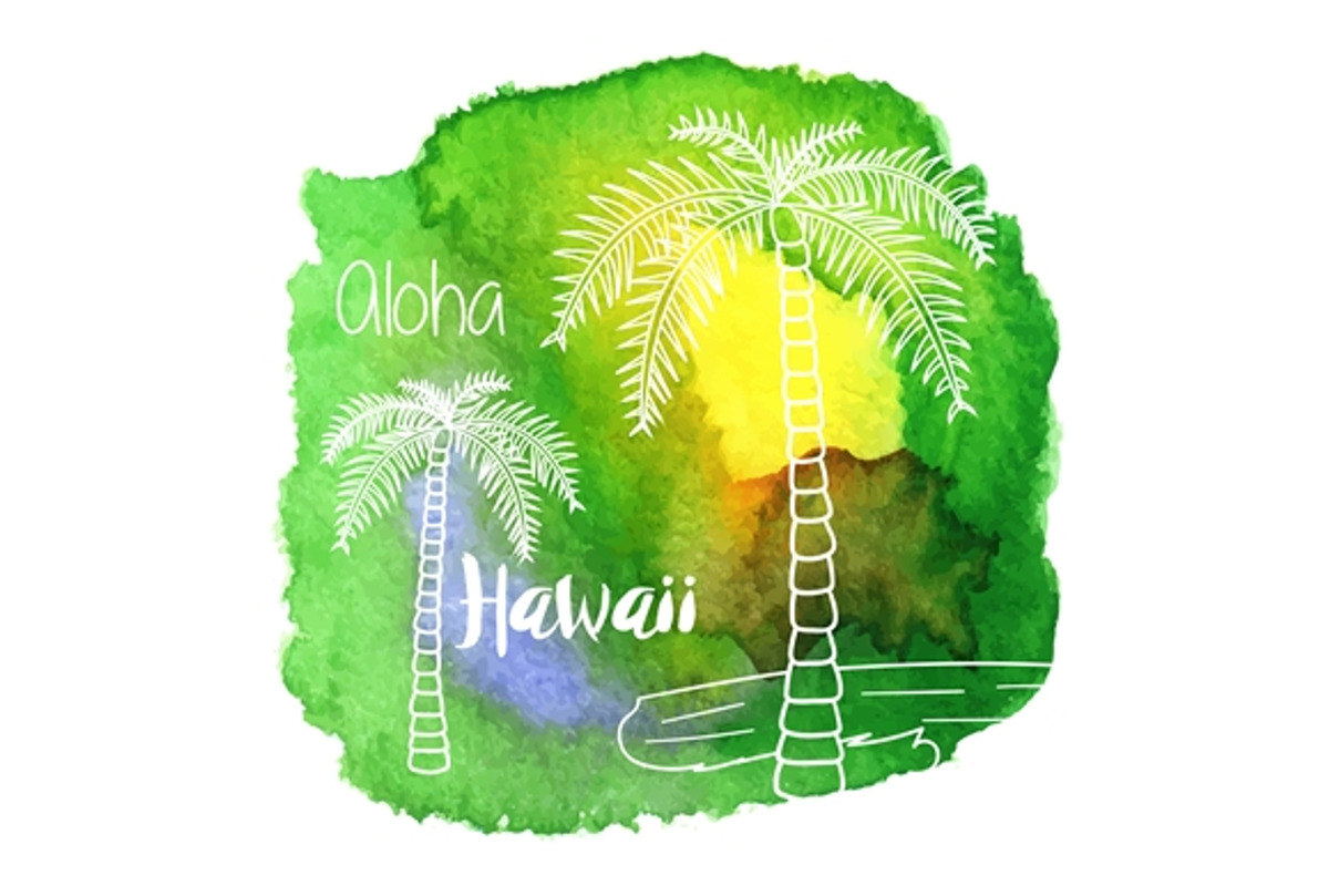 Watercolor Hawaiian graphic design, a Card Template by Sunshine Art Shop