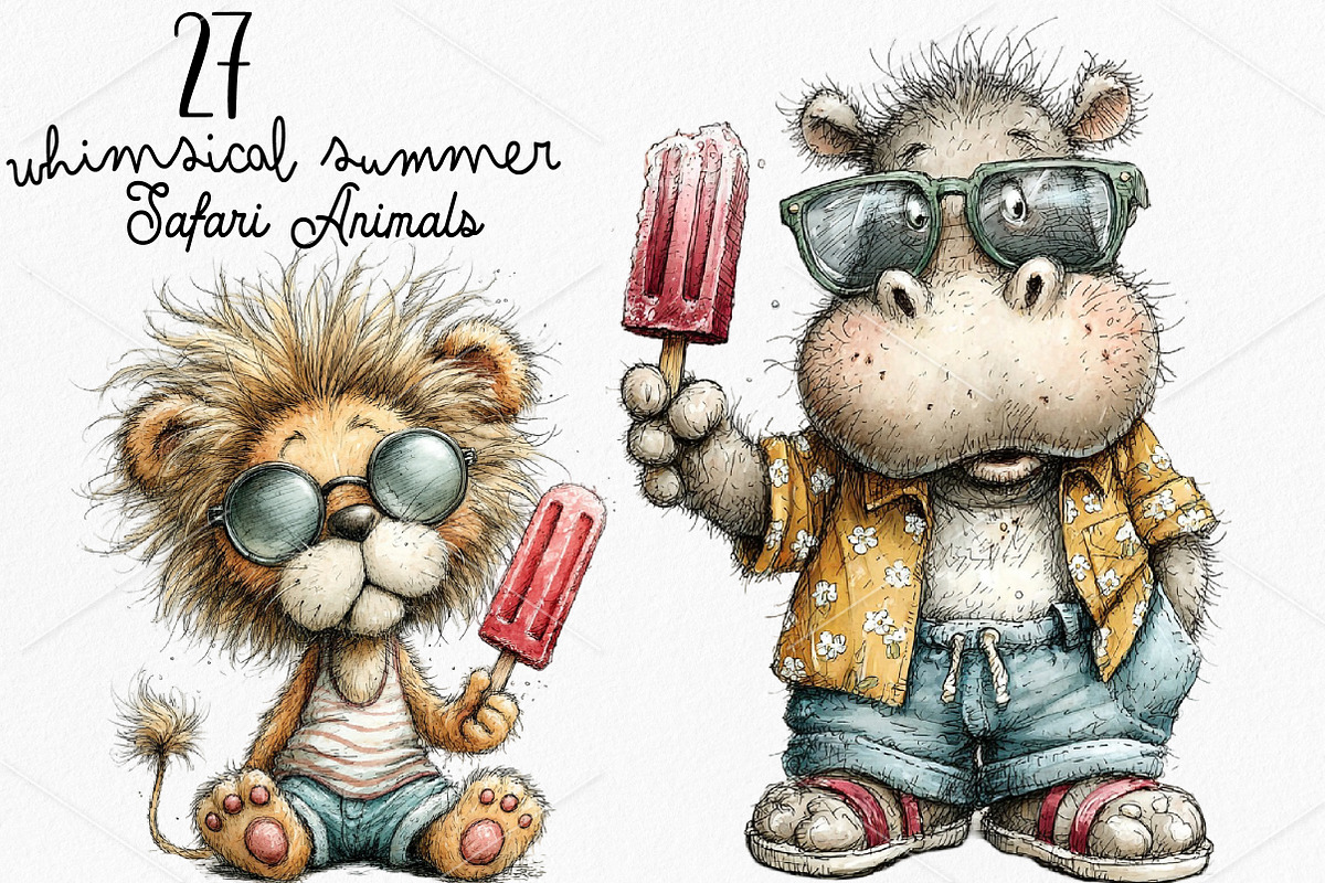 Whimsical Summer Safari Animals PNG, a Seasonal Illustration by Canvas Craft (Photo 1 of 7)