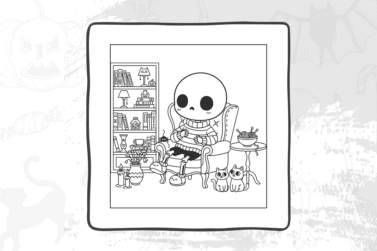 Cute Halloween Coloring Pages, an Illustration by DesignDevisers (Photo 4 of 9)