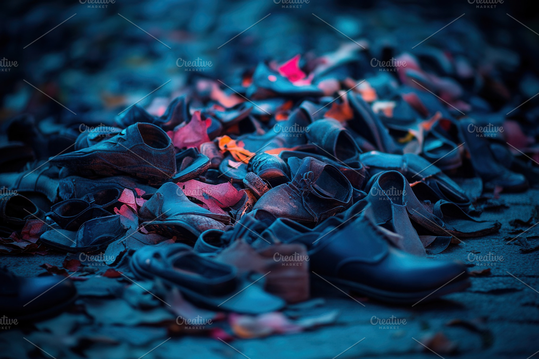 A collection of shoes on the ground, a Photo by Pavel_design