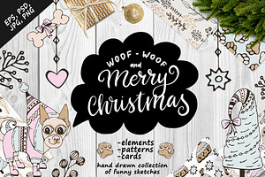Christmas Sketches - set witn dog