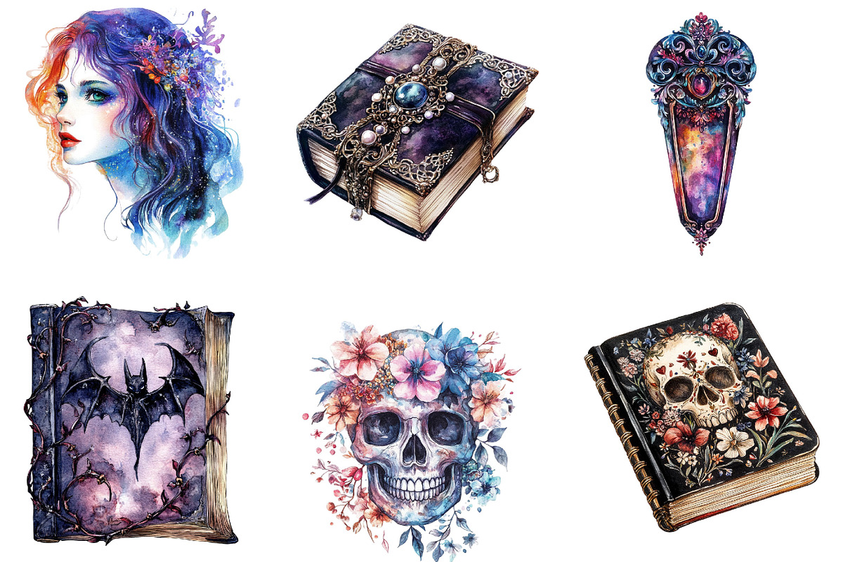 Watercolor Gothic Planner Lover, an Illustration by Designking (Photo 3 of 5)