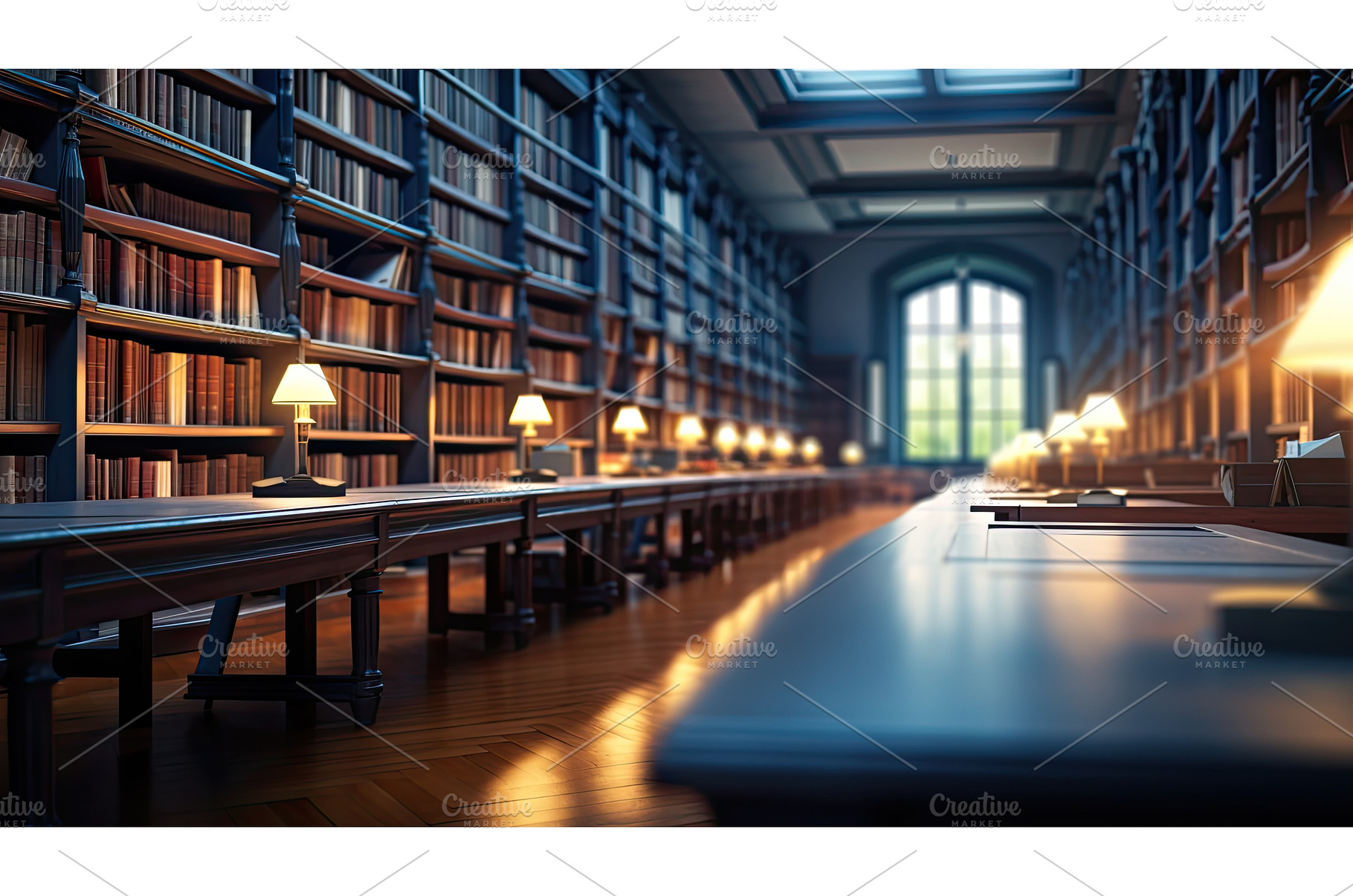 shelves blurry library ai generated, a School & Education Photo by pikepicture