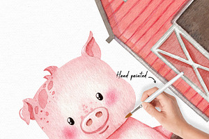 Baby Farm Animals Watercolor Clipart