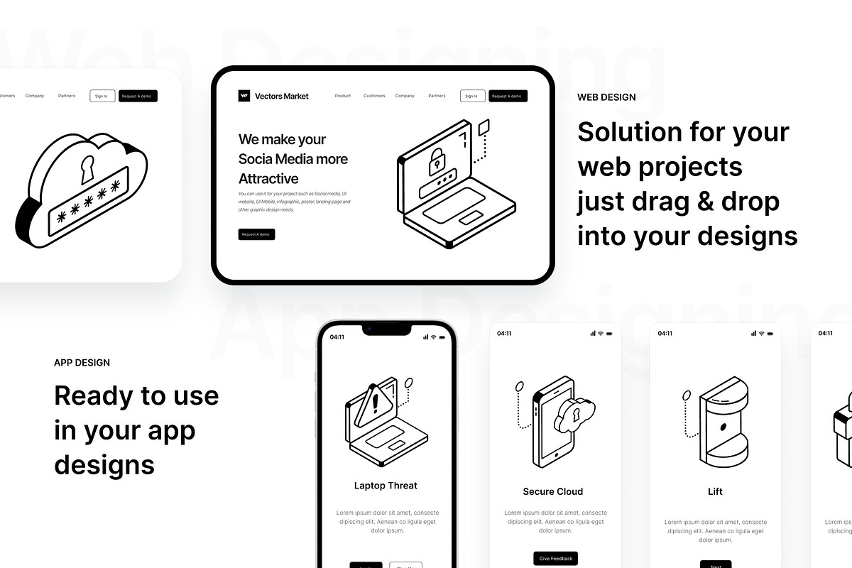 Animated Security Icon Set, an Outline Icon by Vectors Market (Photo 4 of 7)