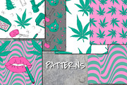 Vector cannabis set of patterns, a Pattern Graphic by lenavetka87 (Thumbnail 4 of 4)