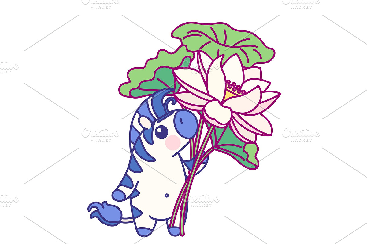 vector cute baby striped zebra, an Animal Illustration by WINDmade
