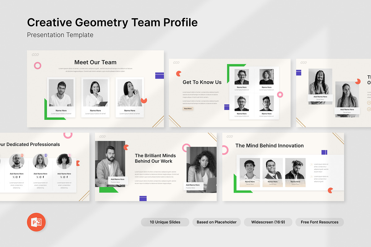 Creative Geometry Team Profile PPT, a Presentation Template by Antstheme (Photo 1 of 2)