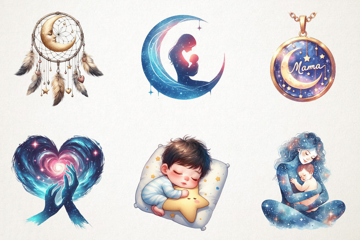 Celestial Mothers Day Watercolor PNG, a Seasonal Illustration by RobertsArt (Photo 4 of 5)