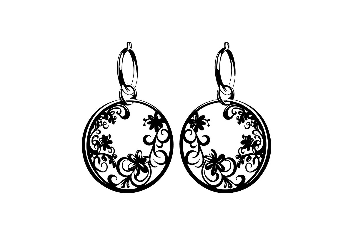 Round Filigree Earrings SVG Set, a Graphic by Creativeshirt (Photo 4 of 13)
