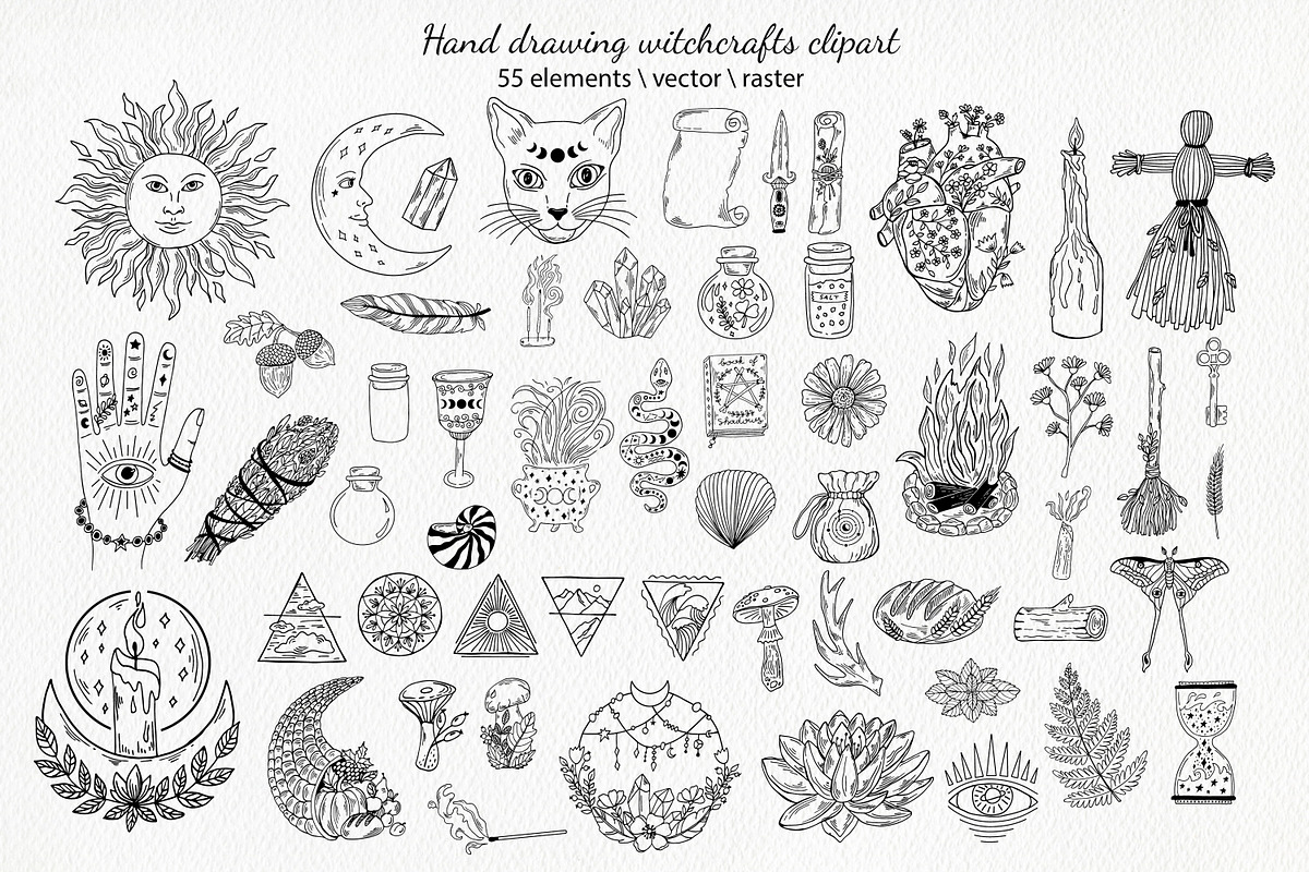Black & White Modern Witch Clipart, an Object Graphic by ArtIrisArt (Photo 2 of 9)