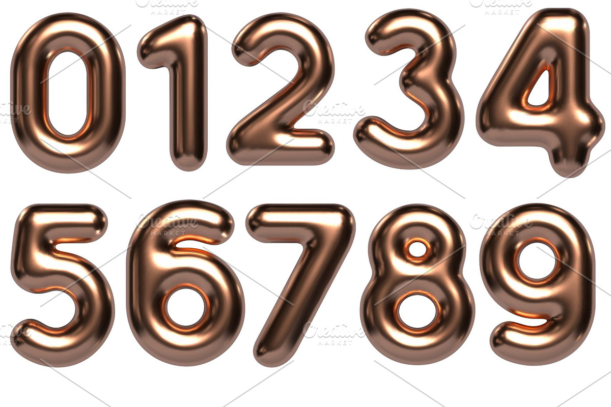 Copper Metallic Alphabet, Numbers, an Illustration by Stellalunarts (Photo 2 of 4)