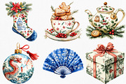 Watercolor Christmas Chinoiserie, an Illustration by Canvas Craft (Thumbnail 3 of 8)