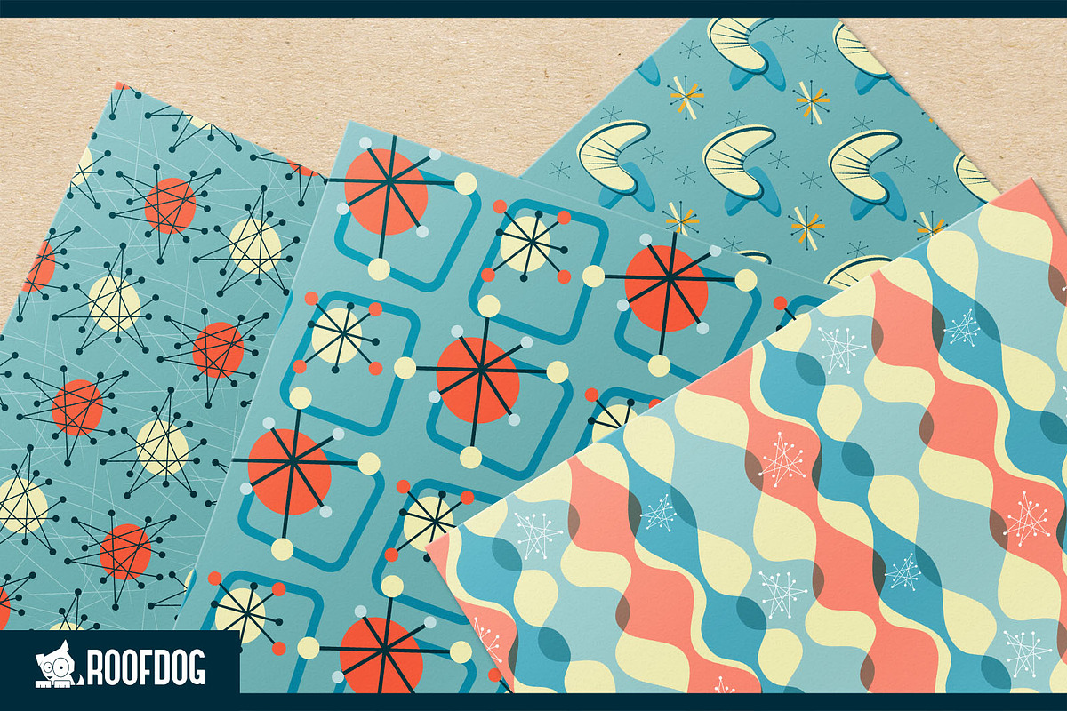 小物 Late 40s early 50s style atomic pattern Vintage 1950s Atomic Mid-Century Modern Design Fabric | Zazzle