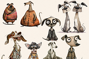 QUIRKY DOG FRIENDS CLIPART PACK, an Animal Illustration by Daring Digies (Thumbnail 2 of 7)