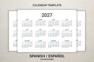 2027 calendar template in Spanish