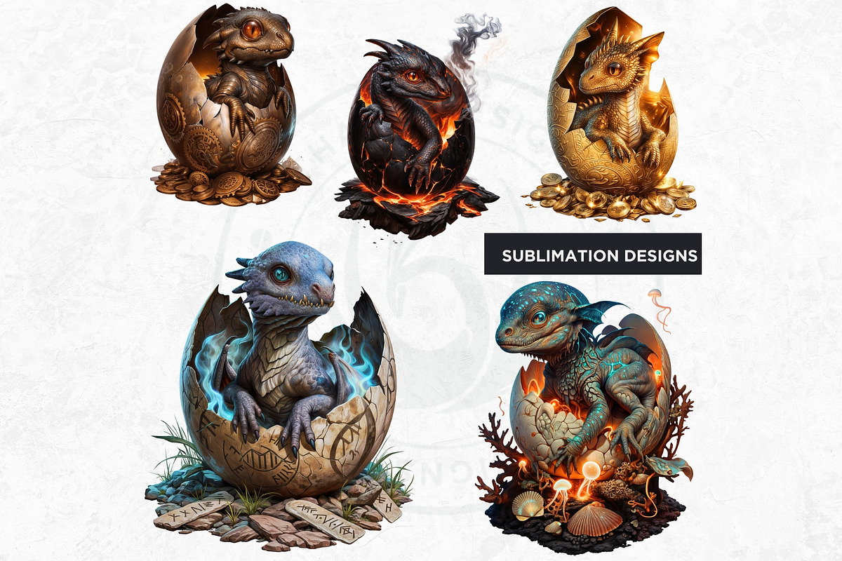 Newborn Dragons clipart set, an Animal Illustration by ThatsDesignArt (Photo 6 of 10)