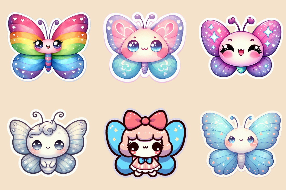Kawaii Butterfly Stickers Bundle, an Illustration by Creative Art (Photo 3 of 7)